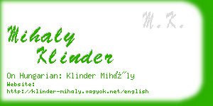 mihaly klinder business card